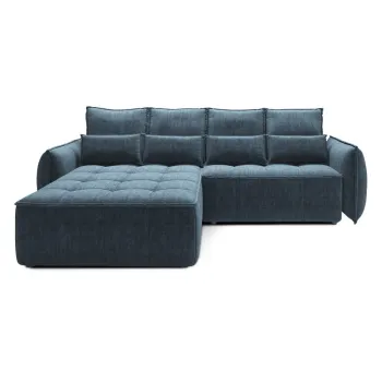 Coltar albastru extensibil/cu spatiu de depozitare cu tapiterie din catifea (cu colt pe partea dreapta/cu sezlong) Campo - ELTAP imagine