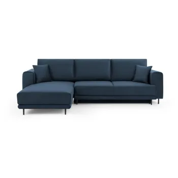 Coltar albastru extensibil/cu spatiu de depozitare cu tapiterie din catifea (cu colt pe partea dreapta/cu sezlong) Dalia - ELTAP imagine