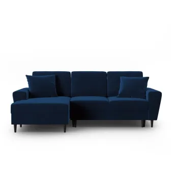 Coltar albastru extensibil, cu spatiu de depozitare cu tapiterie din catifea (cu colt pe partea dreapta,cu sezlong) Kyoto - Cosmopolitan Design imagine