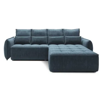 Coltar albastru extensibil/cu spatiu de depozitare cu tapiterie din catifea (cu colt pe partea stanga/cu sezlong) Campo - ELTAP imagine