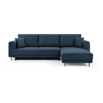 Coltar albastru extensibil/cu spatiu de depozitare cu tapiterie din catifea (cu colt pe partea stanga/cu sezlong) Dalia - ELTAP imagine