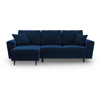 Coltar albastru extensibil, cu spatiu de depozitare cu tapiterie din catifea Kyoto - Cosmopolitan Design imagine