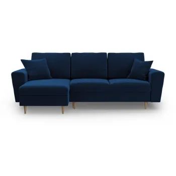 Coltar albastru extensibil, cu spatiu de depozitare cu tapiterie din catifea Kyoto - Cosmopolitan Design imagine