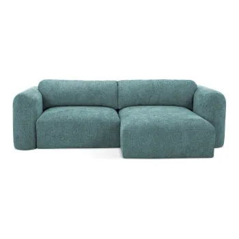 Coltar albastru extensibil/cu spatiu de depozitare cu tapiterie din chenille (cu colt pe partea stanga/cu sezlong) Mele - Makamii imagine