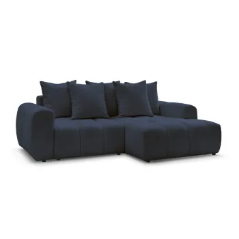 Coltar albastru extensibil/cu spatiu de depozitare cu tapiterie din tesatura boucle (cu colt pe partea stanga/cu sezlong) Roxelane - Bobochic Paris imagine