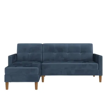 Coltar albastru extensibil cu tapiterie din catifea (cu colt variabil) Lilly - Storaa imagine