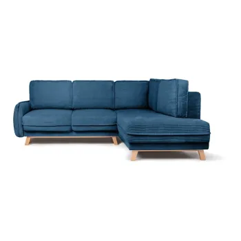 Coltar albastru extensibil cu tapiterie din catifea reiata (cu colt pe partea stanga ) Tori - Bonami Selection imagine