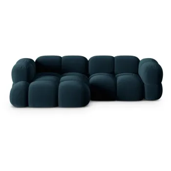 Coltar albastru inchis cu tapiterie din catifea (cu colt pe partea dreapta/cu sezlong) Loretto - Cosmopolitan Design imagine