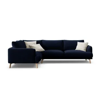 Coltar albastru inchis cu tapiterie din catifea (cu colt pe partea dreapta/in forma de 