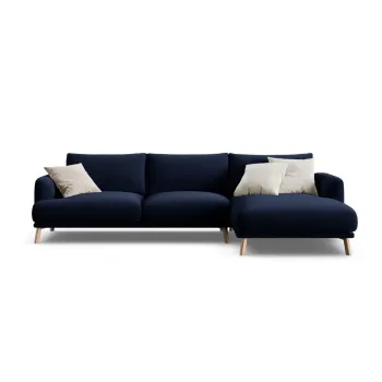 Coltar albastru inchis cu tapiterie din catifea (cu colt pe partea stanga/cu sezlong) Naomi - Micadoni imagine