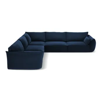 Coltar albastru inchis cu tapiterie din catifea Vanda - Mazzini Sofas imagine