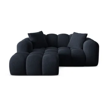 Coltar albastru inchis cu tapiterie din chenille (cu colt pe partea dreapta/cu sezlong) Treno - Cosmopolitan Design imagine