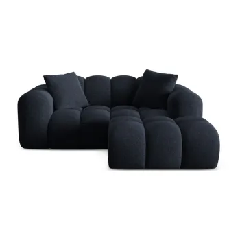 Coltar albastru inchis cu tapiterie din chenille (cu colt pe partea stanga/cu sezlong) Treno - Cosmopolitan Design imagine