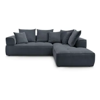 Coltar albastru inchis cu tapiterie din chenille (cu colt pe partea stanga/in forma de 