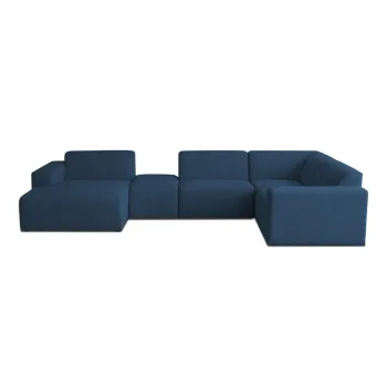 Coltar albastru inchis cu tapiterie din stofa boucle (in forma de 