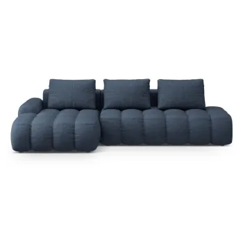 Coltar albastru inchis extensibil/cu spatiu de depozitare (cu colt pe partea dreapta/cu sezlong) Linz - Cosmopolitan Design imagine