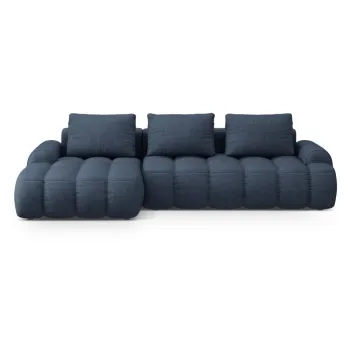 Coltar albastru inchis extensibil/cu spatiu de depozitare (cu colt pe partea dreapta/cu sezlong) Linz - Cosmopolitan Design imagine