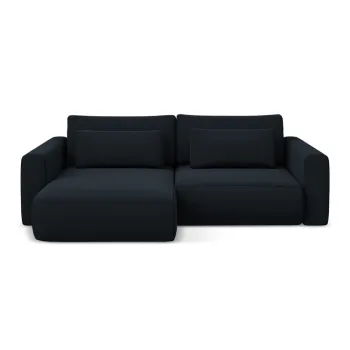 Coltar albastru inchis extensibil/cu spatiu de depozitare cu tapiterie din catifea (cu colt pe partea dreapta/cu sezlong) Kapua - Makamii imagine