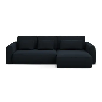 Coltar albastru inchis extensibil/cu spatiu de depozitare cu tapiterie din catifea (cu colt pe partea stanga/cu sezlong) Kapua - Makamii imagine