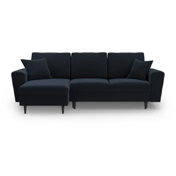 Coltar albastru inchis extensibil, cu spatiu de depozitare cu tapiterie din catifea Kyoto - Cosmopolitan Design imagine