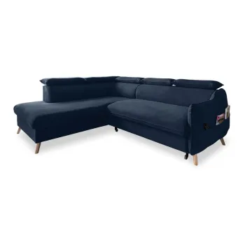 Coltar albastru inchis extensibil cu tapiterie din catifea (cu colt pe partea dreapta) Sweet Harmony - Miuform imagine