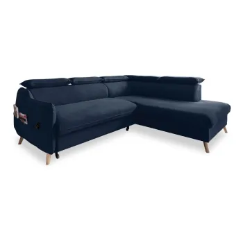 Coltar albastru inchis extensibil cu tapiterie din catifea (cu colt pe partea stanga ) Sweet Harmony - Miuform imagine