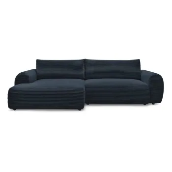 Coltar albastru inchis extensibil cu tapiterie din catifea reiata (cu colt pe partea dreapta) Lucien - Bobochic Paris imagine