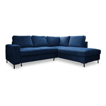 Coltar albastru inchis extensibil cu tapiterie din catifea reiata (cu colt pe partea stanga ) Lofty Lilly - Miuform imagine