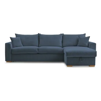 Coltar albastru inchis extensibil cu tapiterie din catifea reiata (cu colt variabil) Augustin - Bobochic Paris imagine