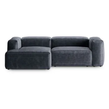 Coltar albastru prafuit cu tapiterie din catifea reiata (cu colt pe partea dreapta/cu sezlong) Bergano - Cosmopolitan Design imagine