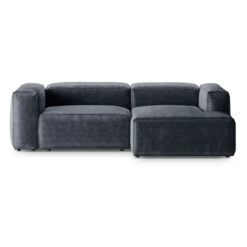 Coltar albastru prafuit cu tapiterie din catifea reiata (cu colt pe partea stanga/cu sezlong) Bergano - Cosmopolitan Design imagine