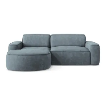 Coltar albastru prafuit cu tapiterie din chenille (cu colt pe partea dreapta/cu sezlong) Omao - Makamii imagine