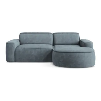 Coltar albastru prafuit cu tapiterie din chenille (cu colt pe partea stanga/cu sezlong) Omao - Makamii imagine