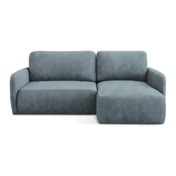 Coltar albastru prafuit extensibil/cu spatiu de depozitare cu tapiterie din chenille (cu colt pe partea stanga/cu sezlong) Lilo - Makamii imagine