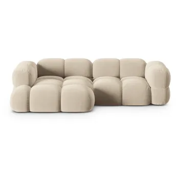 Coltar bej cu tapiterie din catifea (cu colt pe partea dreapta/cu sezlong) Loretto - Cosmopolitan Design imagine