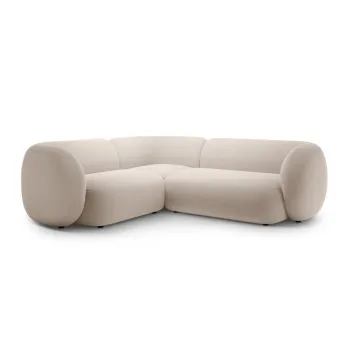 Coltar bej cu tapiterie din catifea (cu colt pe partea dreapta/in forma de 