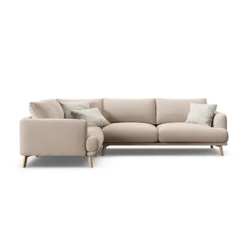 Coltar bej cu tapiterie din catifea (cu colt pe partea dreapta/in forma de 