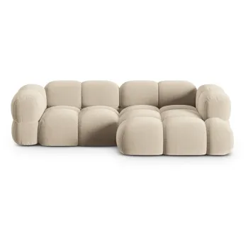 Coltar bej cu tapiterie din catifea (cu colt pe partea stanga/cu sezlong) Loretto - Cosmopolitan Design imagine