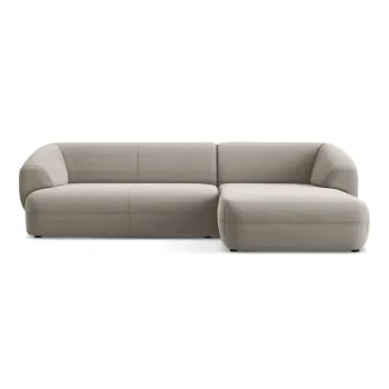 Coltar bej cu tapiterie din catifea (cu colt pe partea stanga) Moana - Makamii imagine