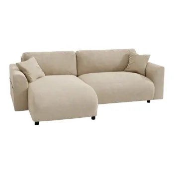 Coltar bej cu tapiterie din catifea (cu colt variabil) Lorine - Ropez imagine