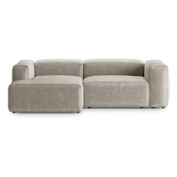 Coltar bej cu tapiterie din catifea reiata (cu colt pe partea dreapta/cu sezlong) Bergano - Cosmopolitan Design imagine