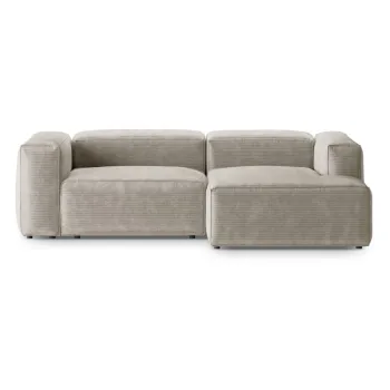 Coltar bej cu tapiterie din catifea reiata (cu colt pe partea stanga/cu sezlong) Bergano - Cosmopolitan Design imagine