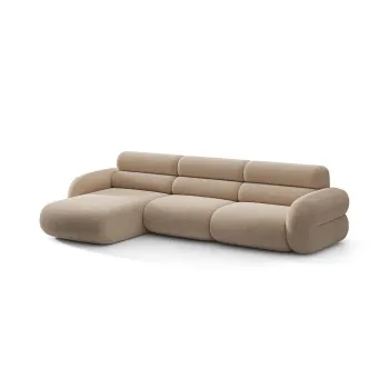 Coltar bej cu tapiterie din chenille (cu colt pe partea dreapta/cu sezlong) Neo - Micadoni imagine