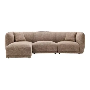 Coltar bej cu tapiterie din chenille (cu colt pe partea dreapta/cu sezlong) Noor - House Nordic imagine