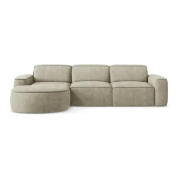 Coltar bej cu tapiterie din chenille (cu colt pe partea dreapta/cu sezlong) Omao - Makamii imagine