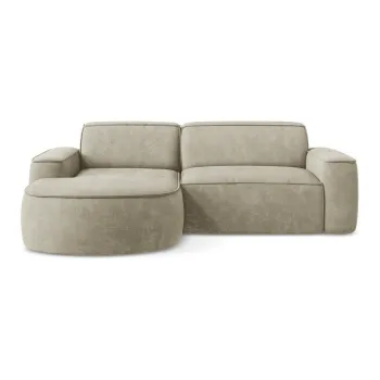 Coltar bej cu tapiterie din chenille (cu colt pe partea dreapta/cu sezlong) Omao - Makamii imagine