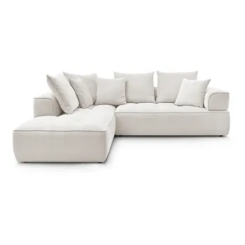 Coltar bej cu tapiterie din chenille (cu colt pe partea dreapta/in forma de 