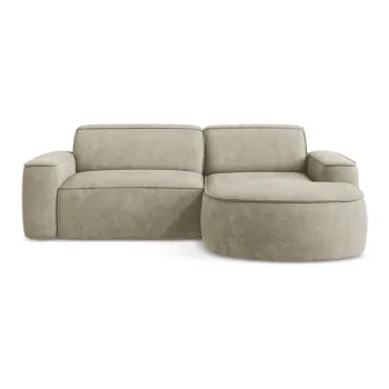 Coltar bej cu tapiterie din chenille (cu colt pe partea stanga/cu sezlong) Omao - Makamii imagine