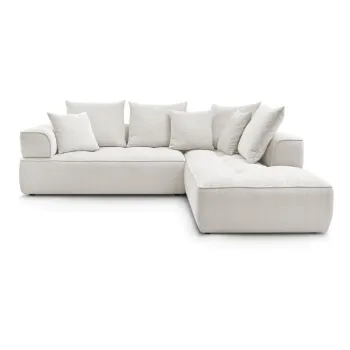 Coltar bej cu tapiterie din chenille (cu colt pe partea stanga/in forma de 