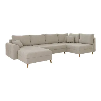 Coltar bej cu tapiterie din tesatura boucle (colt dreapta/in forma de 